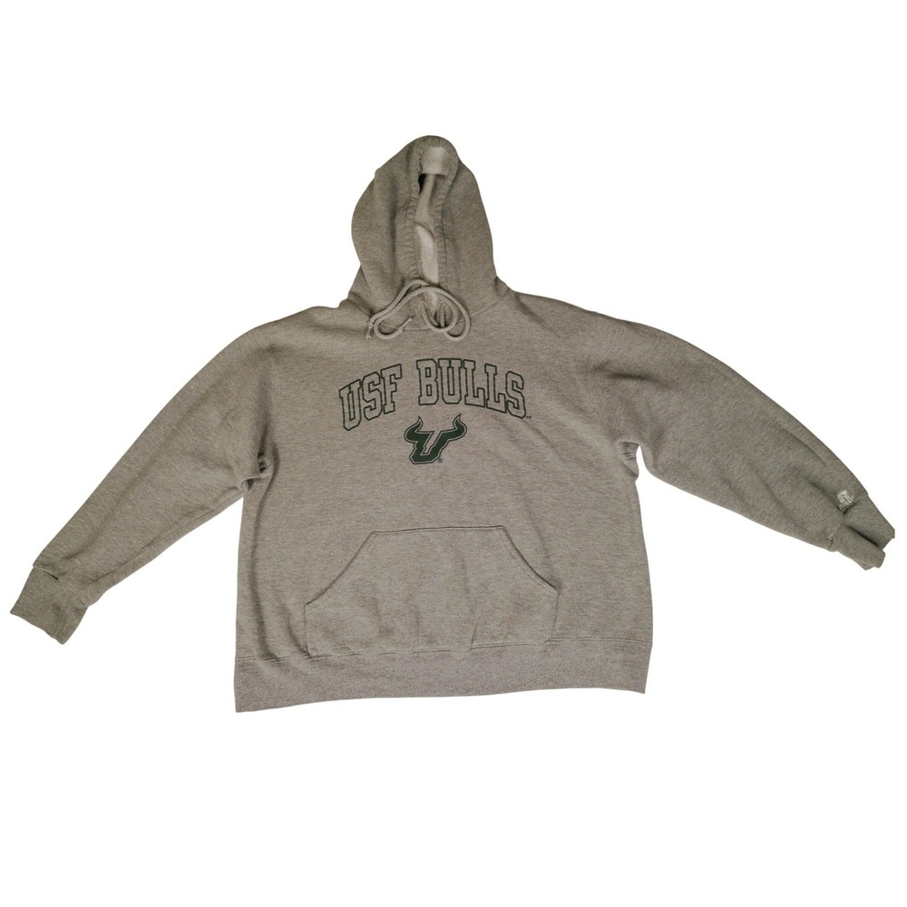 Russell Athletic USF Bulls Hoodie Womens XL Gray Heather Fleece Sweatshirt